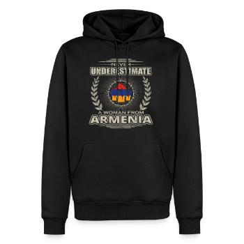 Never Underestimate Girl Woman ARMENIA png - Men’s Premium Organic Hoodie - black - Front - Nico (187cm)