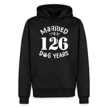 18. Hochzeitstag, verheiratet für 126 Hund - Männer Premium Bio Hoodie - Schwarz - Vorne - Nico (187cm)
