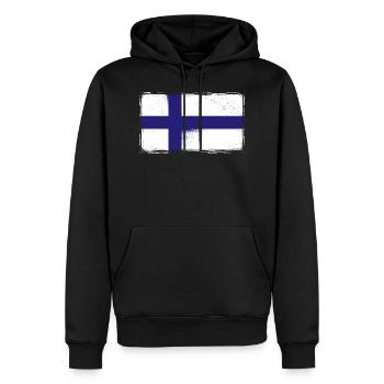 Drapeau de la Finlande Vintage Suomi Drapeau finlandais - Sweat à capuche Premium bio Homme - noir - Devant - Nico (187cm)