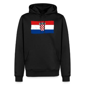 Drapeau croate Vintage Drapeau Croate - Sweat à capuche Premium bio Homme - noir - Devant - Nico (187cm)