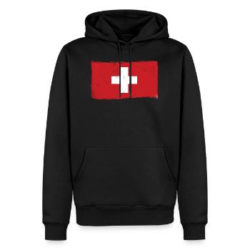 Schweiz Flagge Vintage Kreuz Used Look Schweizer - Männer Premium Bio Hoodie - Schwarz - Vorne - Nico (187cm)