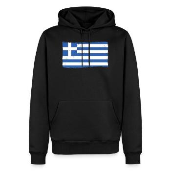 Grèce Drapeau Grec - Sweat à capuche Premium bio Homme - noir - Devant - Nico (187cm)