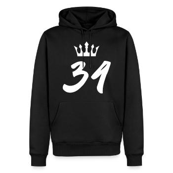 34 Zahl Krone - Männer Premium Bio Hoodie - Schwarz - Vorne - Nico (187cm)