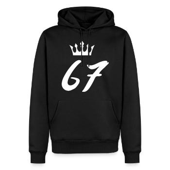 67 Zahl Krone - Männer Premium Bio Hoodie - Schwarz - Vorne - Nico (187cm)