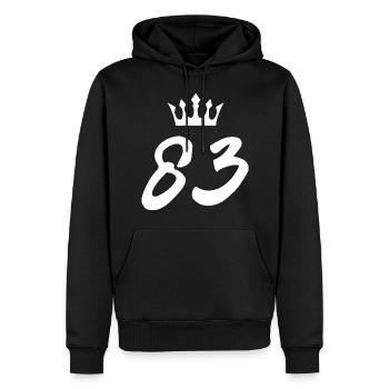 83 Couronne numérique - Sweat à capuche Premium bio Homme - noir - Devant - Nico (187cm)