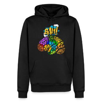 Cerveau Esthétique Pop Art Comic Retro Brain Map Neur - Sweat à capuche Premium bio Homme - noir - Devant - Nico (187cm)