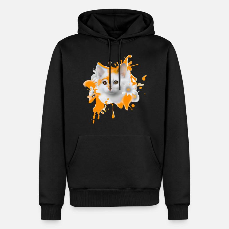 Chat fleuri - Sweat à capuche Premium bio Homme - noir