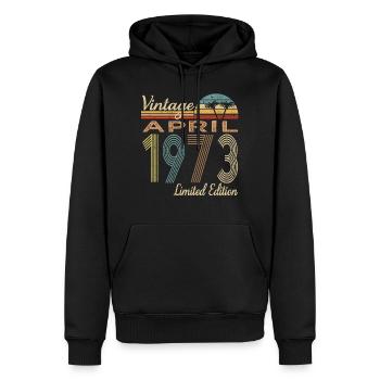 Vintage April 1973 Limited Edition 50th Birthday - Men’s Premium Organic Hoodie - black - Front - Nico (187cm)