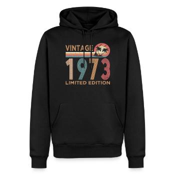 Vintage 1973 Limited Edition 50th Birthday Gift - Men’s Premium Organic Hoodie - black - Front - Nico (187cm)