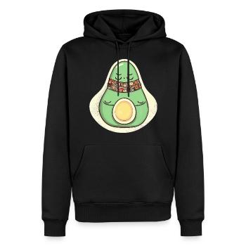 Meditierende Avocado Hippie Entspannung - Männer Premium Bio Hoodie - Schwarz - Vorne - Nico (187cm)
