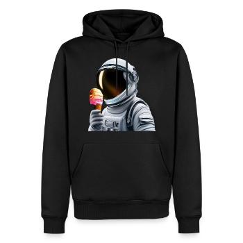 Astronaute de la crème glacée gaufre - Sweat à capuche Premium bio Homme - noir - Devant - Nico (187cm)
