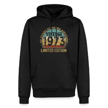 Vintage 1973, 50th Birthday - Men’s Premium Organic Hoodie - black - Front - Nico (187cm)