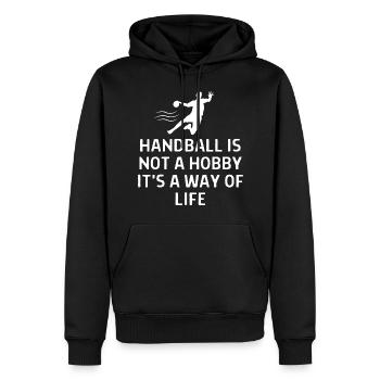 Handball Handballer Spruch Geschenk - Männer Premium Bio Hoodie - Schwarz - Vorne - Nico (187cm)