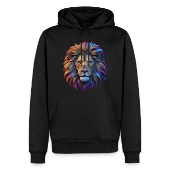 Löwenkopf - Männer Premium Bio Hoodie - Schwarz - Vorne - Nico (187cm)