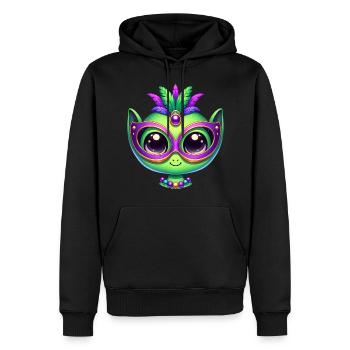 Mardi Gras Alien Kopf Comic Maske - Männer Premium Bio Hoodie - Schwarz - Vorne - Nico (187cm)