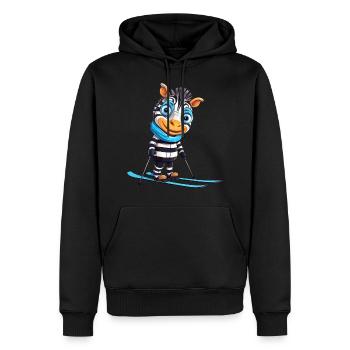 Zebra Ski Adventure - Elegance on the slopes. - Men’s Premium Organic Hoodie - black - Front - Nico (187cm)