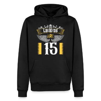 Legenden sind 15 Jahre alt, Geburtstag 15 - Männer Premium Bio Hoodie - Schwarz - Vorne - Nico (187cm)
