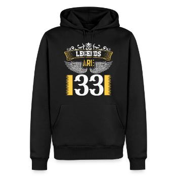 Legenden sind 33 Jahre alt, Geburtstag 33 - Männer Premium Bio Hoodie - Schwarz - Vorne - Nico (187cm)