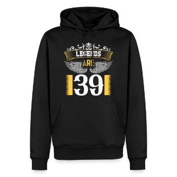 Les légendes ont 39 ans, 39 ans d’anniversaire - Sweat à capuche Premium bio Homme - noir - Devant - Nico (187cm)