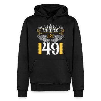 Legenden sind 49 Jahre alt, Geburtstag 49 - Männer Premium Bio Hoodie - Schwarz - Vorne - Nico (187cm)