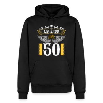Les légendes ont 50 ans, 50 ans d’anniversaire - Sweat à capuche Premium bio Homme - noir - Devant - Nico (187cm)