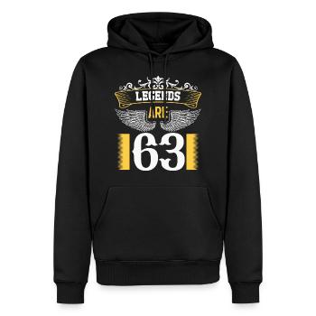 Les légendes ont 63 ans, 63 ans d’anniversaire - Sweat à capuche Premium bio Homme - noir - Devant - Nico (187cm)