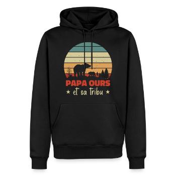 und sein Stamm, Humor Geschenk - Männer Premium Bio Hoodie - Schwarz - Vorne - Nico (187cm)