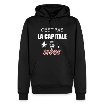 C'est Pas La Capitale C'est Liège - Sweat à capuche Premium bio Homme - noir - Devant - Nico (187cm)