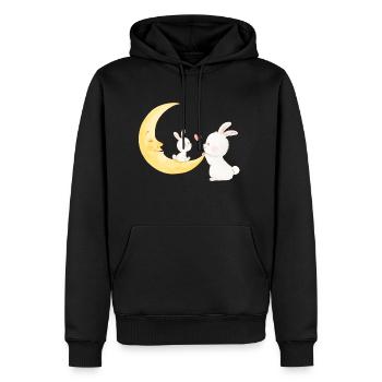 Mom with baby rabbit - Men’s Premium Organic Hoodie - black - Front - Nico (187cm)