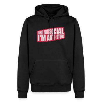 not antisocial anti stupid - Männer Premium Bio Hoodie - Schwarz - Vorne - Nico (187cm)