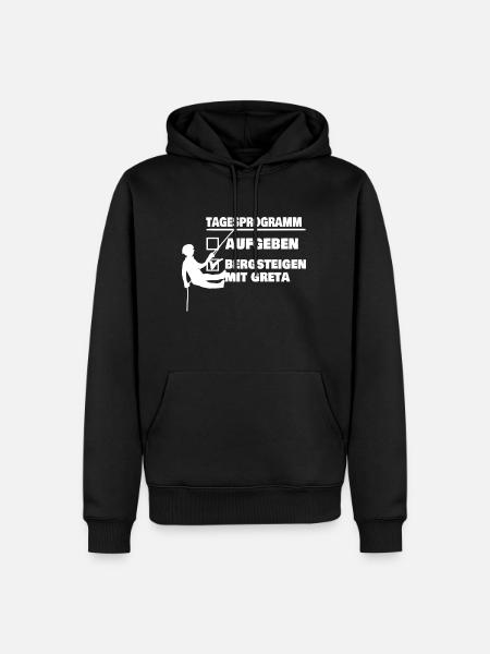 Berg mit greta oder aufgeben - Männer Premium Bio Hoodie - Schwarz