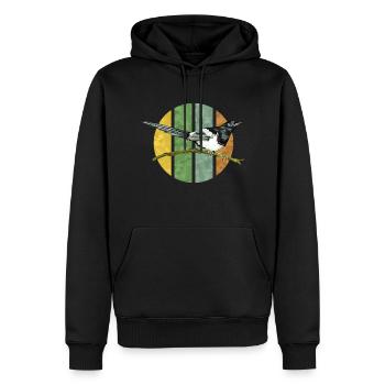 Vogel - Männer Premium Bio Hoodie - Schwarz - Vorne - Nico (187cm)