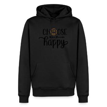 Design Choose happy - Sweat à capuche Premium bio Homme - noir - Devant - Nico (187cm)