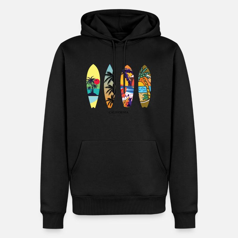 Surfing Surfboard Surfer Idée cadeau - Sweat à capuche Premium bio Homme - noir