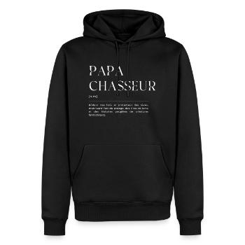 Papa Chasseur: Définition Drôle - Cadeau Fun - Sweat à capuche Premium bio Homme - noir - Devant - Nico (187cm)
