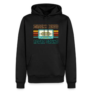Moderne Beats, Retro-Sound (Kassette) - Männer Premium Bio Hoodie - Schwarz - Vorne - Nico (187cm)