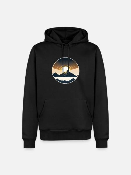 Sunrise drawn behind mountain - Men’s Premium Organic Hoodie - black