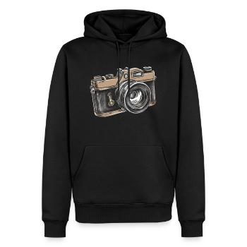 Dessin rétro de caméra - Sweat à capuche Premium bio Homme - noir - Devant - Nico (187cm)