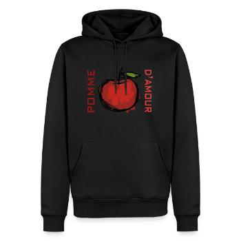 Pomme d'amour - Sweat à capuche Premium bio Homme - noir - Devant - Nico (187cm)