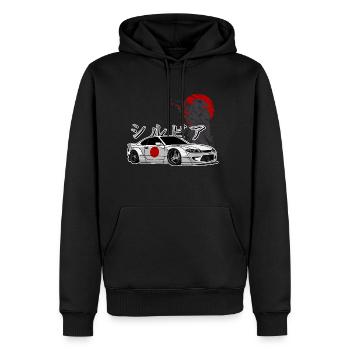 S15 Silvia Drift Königin JDM Japanische Flagge - Männer Premium Bio Hoodie - Schwarz - Vorne - Nico (187cm)