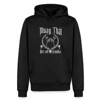 Kickboxing Muay Thaï - Sweat à capuche Premium bio Homme - noir - Devant - Nico (187cm)