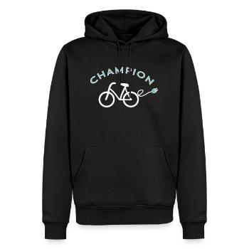 E-BIKE CHAMPION Vélo électrique Pedelec - Sweat à capuche Premium bio Homme - noir - Devant - Nico (187cm)