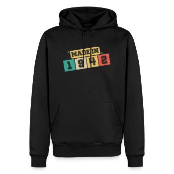 1942 anniversaire 1942 né en 1942 anniversaire - Sweat à capuche Premium bio Homme - noir - Devant - Nico (187cm)