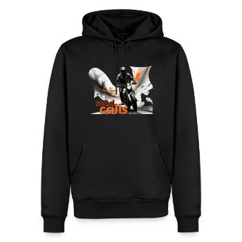 Motorrad, biker, the road calls - Männer Premium Bio Hoodie - Schwarz - Vorne - Nico (187cm)