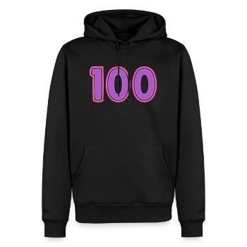100. 100 ANS. 100e ANNIVERSAIRE - Sweat à capuche Premium bio Homme - noir - Devant - Nico (187cm)
