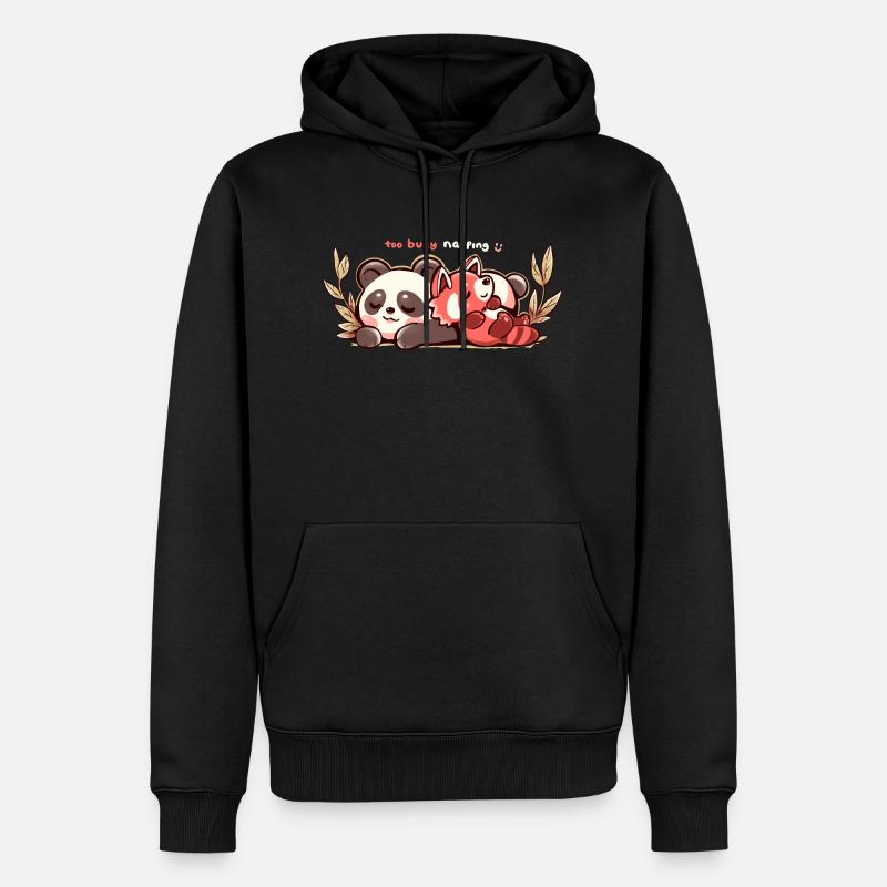 Zu beschäftigt mit einem Nickerchen - Männer Premium Bio Hoodie - Schwarz