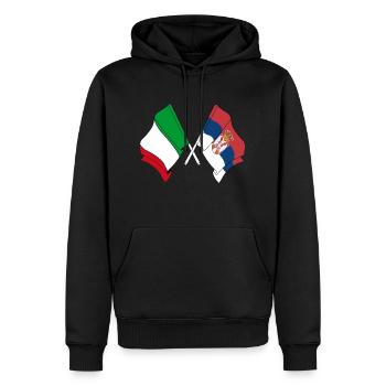 Drapeau de l’Italie, Serbie - Sweat à capuche Premium bio Homme - noir - Devant - Nico (187cm)