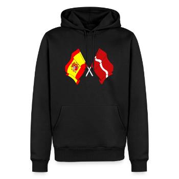 Flag of Spain, Latvia - Men’s Premium Organic Hoodie - black - Front - Nico (187cm)