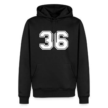 36 - Sweat à capuche Premium bio Homme - noir - Devant - Nico (187cm)