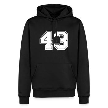 43 - Sweat à capuche Premium bio Homme - noir - Devant - Nico (187cm)